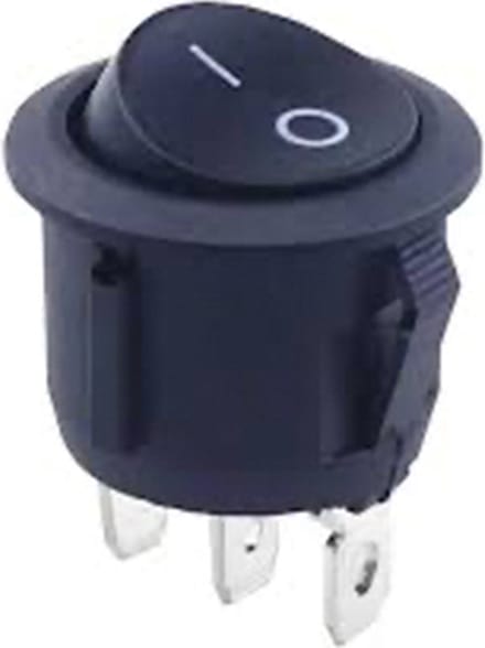 Kcd1 3Pin rond 23mm Schakelaar - On/Off - Zwart 230V, 6A