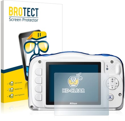BROTECT - Screenprotector voor Nikon Coolpix W100 - Folie Beschermfolie transparant 2 Stuks
