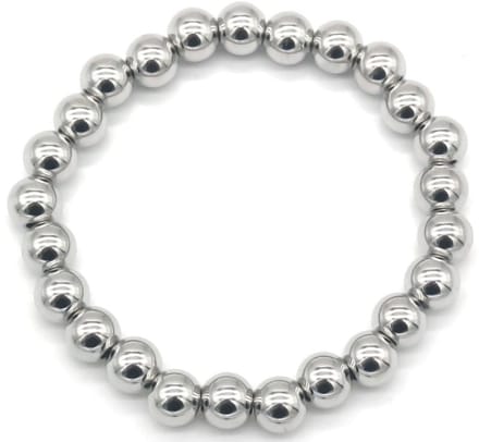 Bijoutheek Armband (Sieraad) Balls 8mm Elastiek One Size Zilver