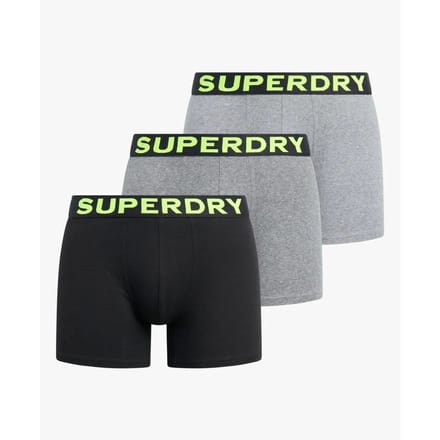 Superdry BOXER TRIPLE PACK Heren Onderbroek - Ath Grey Feeder/Blk Stripe/Blk