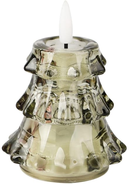 Dekoratief | LED kaarsje 'Tree', groen, glas, 7x7x10cm | A255813