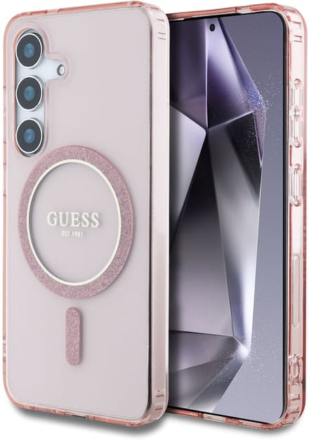 Guess geschikt voor MagSafe IML Glitter Gradient Case geschikt voor Samsung Galaxy S25 - Roze
