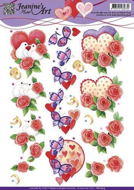 Liefde Valentijn 3D-Knipvel Jeanine's Art 1 stuks