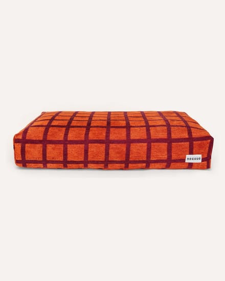 Dogguo Check Bed Oranje&Bordeaux - Hondenmatras - L