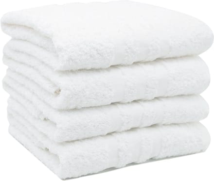 Famanu - Set van 4 handdoeken 50 × 100 cm, 100% katoen, 550 g/m² – Wit