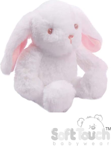 Soft Touch Knuffelkonijn Met Roze Oortjes 15 Cm Pluche Wit/roze