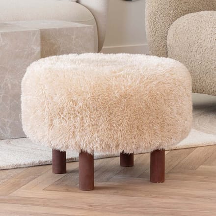 House Collection Fluffy Poef Minna Licht Bruin