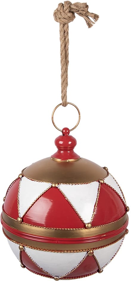 Clayre & Eef Kerstdecoratie Beeld Kerstbal Ø 31x36 cm Rood Metaal