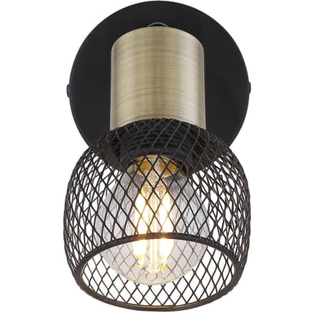 Globo Wandlamp Fiastra, zwart/oudmessing