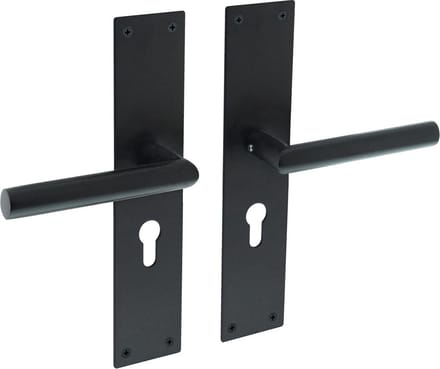 Deurkruk Lavuzo Nuoro Zwart | Deurklink op schild PC72 | Per set | Deurkruk