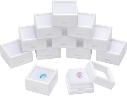 Set van 12 Edelsteen Display Doosjes met Glazen Deksel voor Sieraden en Diamanten