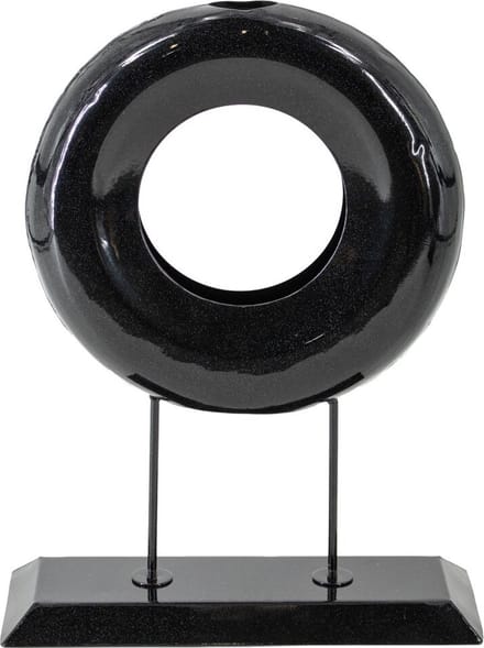 Metalen ornament donut black marble