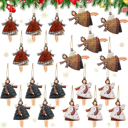 20 Houten Engeltjes Kerstboomhangers Set Decoratie