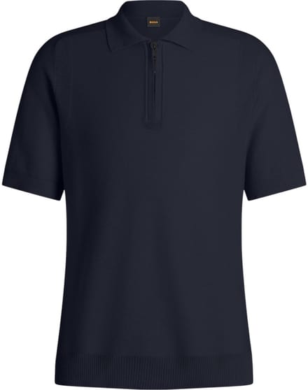 poloshirt Boss Orange donkerblauw met rits
