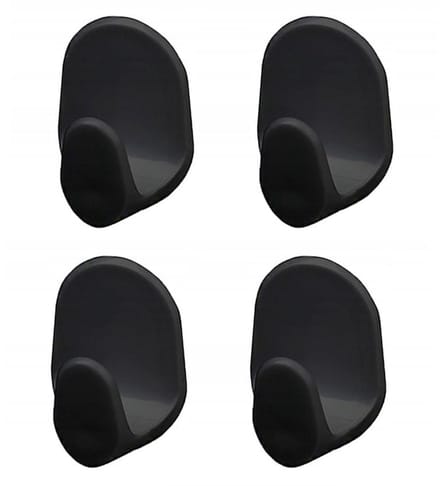 Bisk - Haken - Zelfklevend - Zwart - 4 Stuks