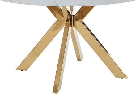 Vente-unique Set tafel KOMONI + 4 stoelen GULSUN - Wit marmereffect en beige