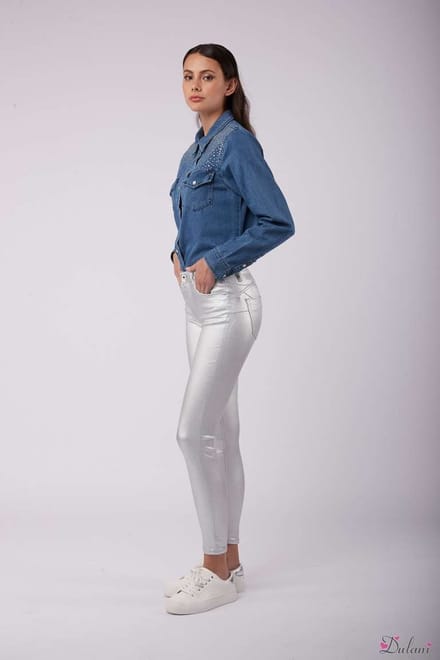 Broek Toxik3 normale taille push-up zilver