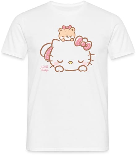 Hello Kitty Met Teddy Op Haar Rug T-Shirt Heren