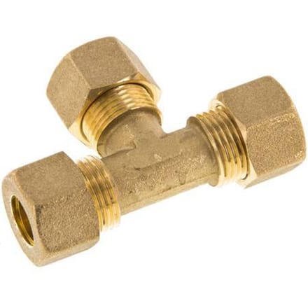 12mm Messing T-stuk Knelfitting 75 Bar DIN EN 1254-2