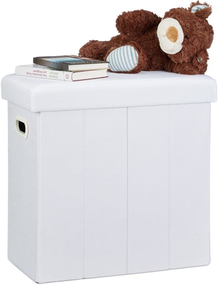 Poef met opbergruimte - opvouwbaar - 50 liter - stof - wit