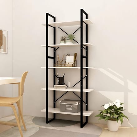 vidaXL - Boekenkast - met - 5 - schappen - 80x30x175 - cm - grenenhout - wit
