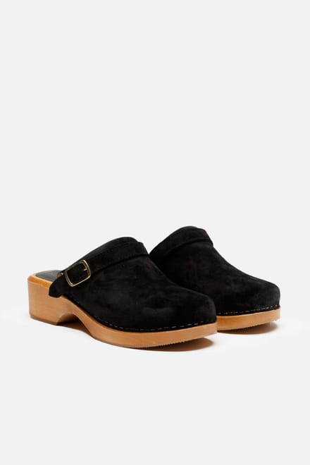 RE/DONE 70s Classic Clog Black Suede Größe: 36 | Pantoletten Outlet | Damen | Schwarz