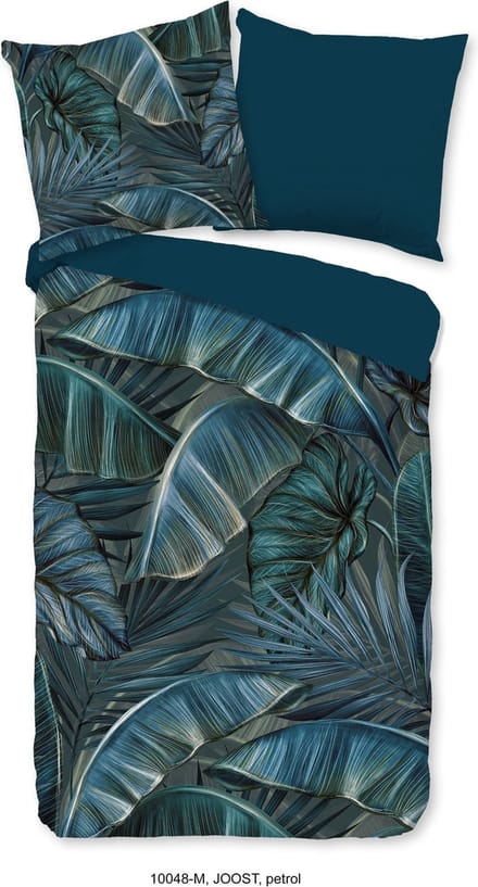 Pure dekbedovertrek bladeren - 1 persoons 140x200/220 cm - Petrol - Microvezel