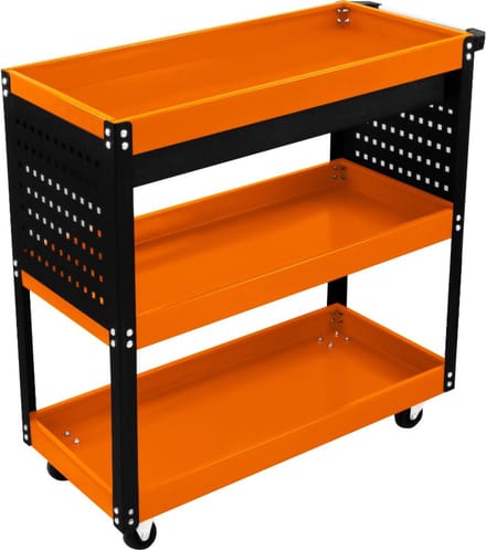 Gereedschapsopslagkar - oranje - 3-laags - afsluitbare lade
