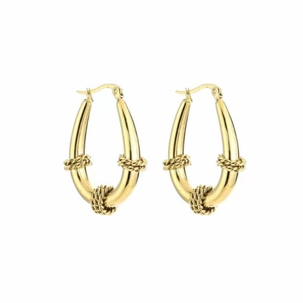 Bijoutheek Oorringen Oval Rope Gold