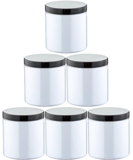 Scrubzout Kokos 300 gram - Pot met zwarte deksel - set van 6 stuks - Hydraterende Lichaamsscrub