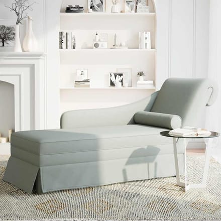 vidaXL - Chaise - longue - met - bolster&rechterarmleuning - fluweel - lichtgrijs