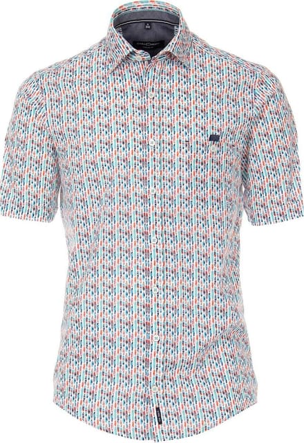 Casa Moda Overhemd Korte Mouw Surfplank Motief Blauw - L
