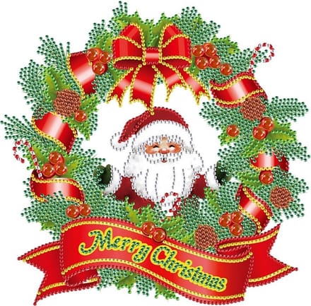Diamond Painting Kerst sticker groot Kerstkrans 03 (22cm)