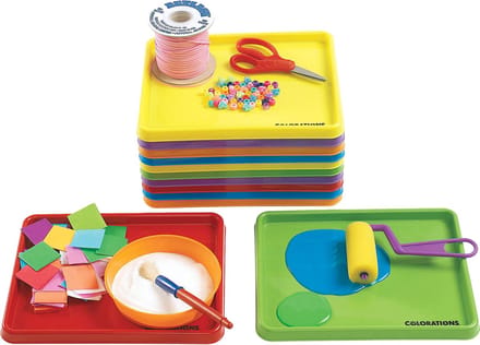Colorations knutsel dienblad set van 12 - kleurrijke opbergtrays voor kinderen.