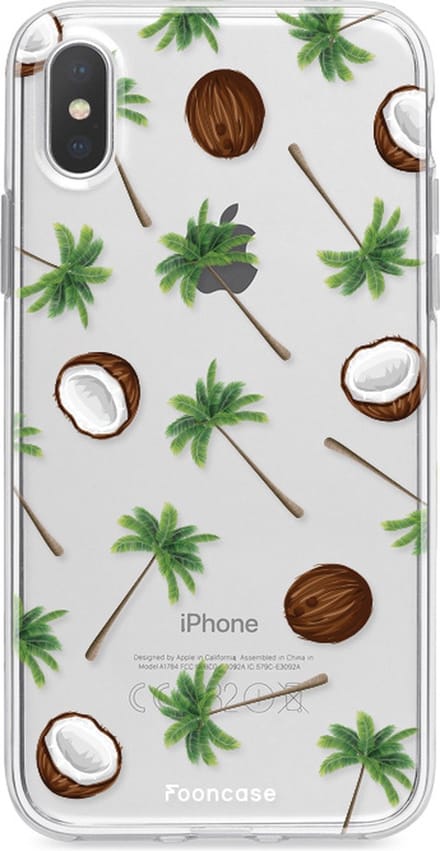 Fooncase Hoesje Geschikt voor iPhone XS Max - Shockproof Case - Back Cover / Soft Case - Coco Paradise / Kokosnoot / Palmboom