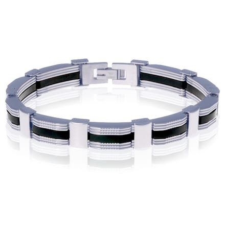 Mannen armband RVS met Rubber Schakel
