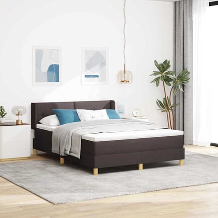 vidaXL - Boxspring - bed - met - hoofdeinde - Donkerbruin - 190 - x - 140 - cm - Stof