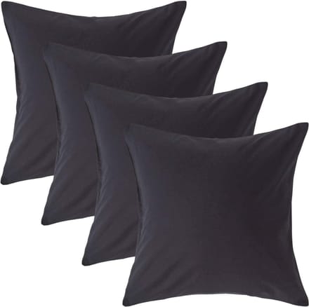 Homescapes Kussensloop 40x40 cm Set van 4 – Zwart – 100% Egyptisch Perkal Katoen – 200 TC