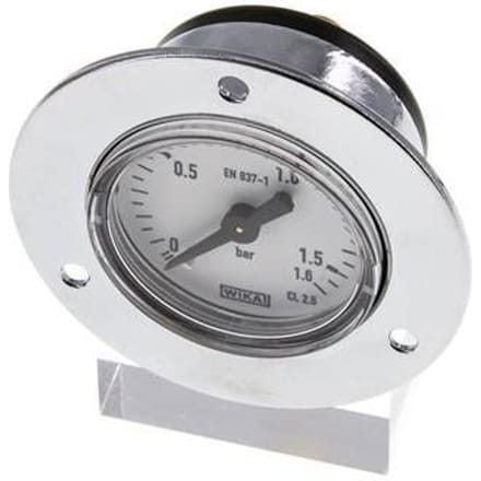0..1.6 Bar Paneelmontage Manometer Staal/Messing 40 mm Klasse 2.5 (Voorflens) - MW01P640SH-FP