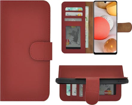 Hoesje Geschikt voor Samsung Galaxy A42 - Bookcase - A42 Wallet Book Case Echt Leer Rood Cover