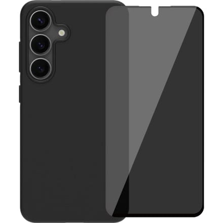 BlueBuilt Samsung Galaxy S25 Back Cover Zwart + BlueBuilt Privacy Screenprotector Glas