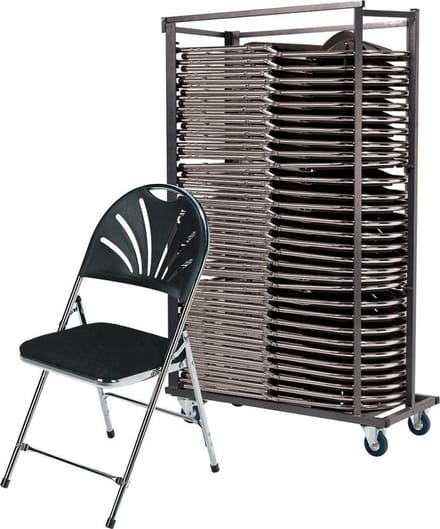 30 x klapstoel Phoenix Deluxe (chroom, zwart) - in transportkar - bulkprijs - actiepakket