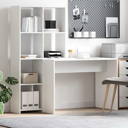 vidaXL - Bureau - met - plank - Wit - 138,5 - x - 55 - x - 143 - cm - Bewerkt - hout