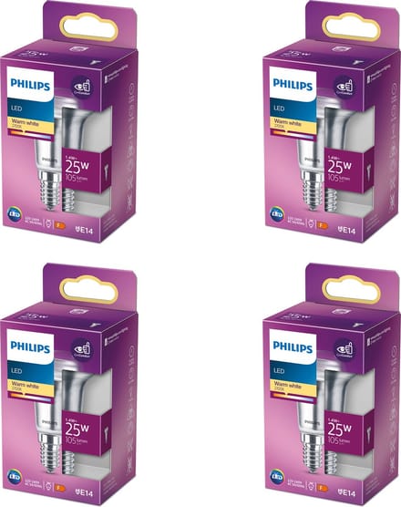 Philips Voordeelverpakking - E14 - LED Reflectorlamp - 25W - Niet Dimbaar - Warmwit Licht - Set van 4 Stuks