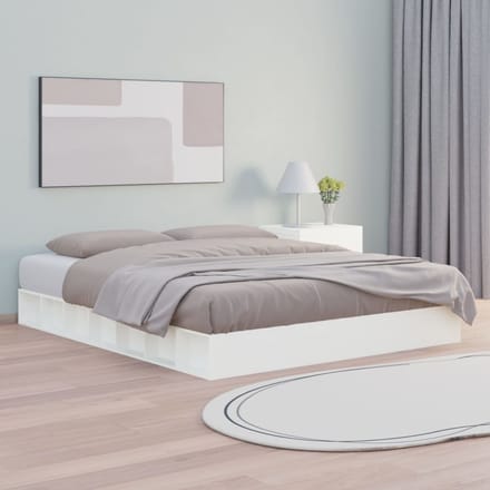 vidaXL - Bedframe - massief - hout - wit - 140x200 - cm