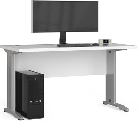 Bureau - Werktafel Tafel - Thuiswerken Studeren - Kabeldoorvoer ABS Rand - 135 cm Breed - Wit