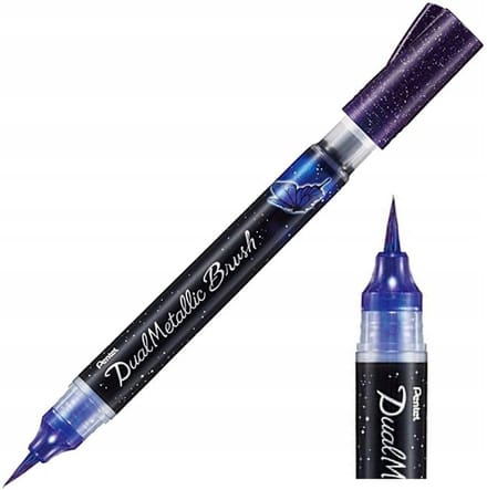 Pentel Brush Pen Dual Metallic Kalligrafie Stift - Paars & Blauw