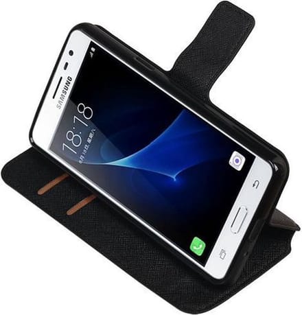 Zwart Samsung Galaxy J3 Pro TPU wallet case booktype hoesje HM Book