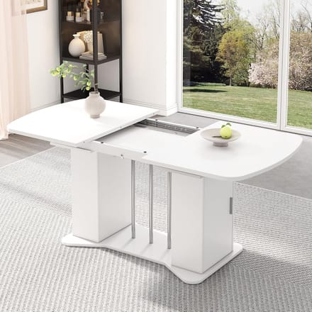 Eettafel Uitschuifbaar - Eettafel Verstelbaar - Dineren met Gasten - Moderne Witte Afwerking - 140-180 cm - Wit