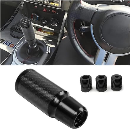 Schakelpook - Versnellingshendel - Auto Interieur - Aluminium Koolstofvezel - 90mm Lange Stang - Zwart